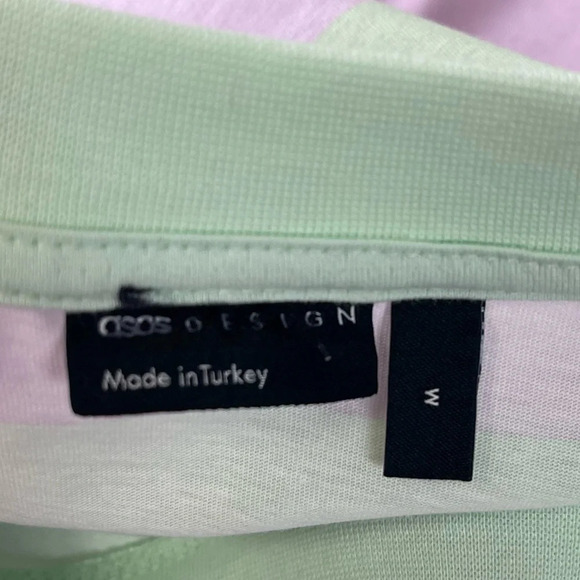 ASOS Design Shirt Womens Medium Purple Green Striped Short Sleeve Tee Tshirt - Picture 5 of 10